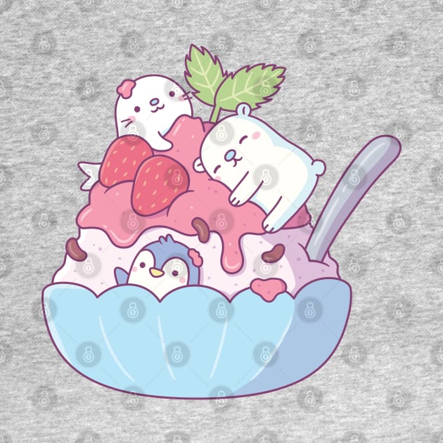 Shaved Ice Dessert with Cute Seal, Polar Bear and Penguin by rustydoodle